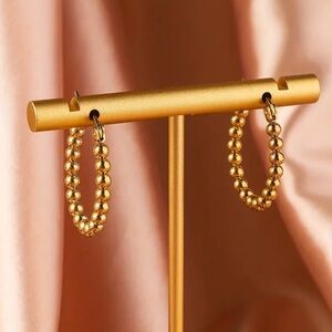 Radiant 18k Gold plated steel Beaded Hoop Earrings